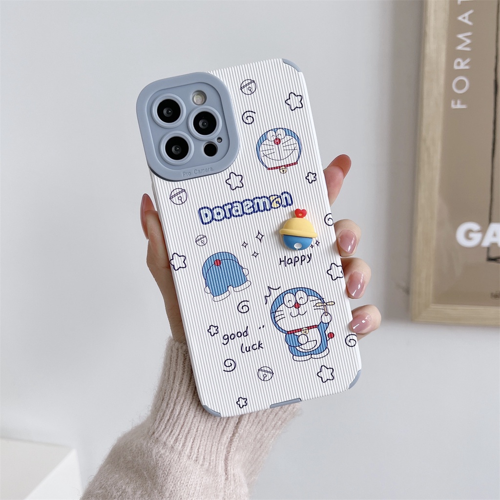 Ốp Điện Thoại Da Chống Rơi In Hình Doraemon Cho iPhone 13 / 12 Pro Max 11 7 8 Plus
