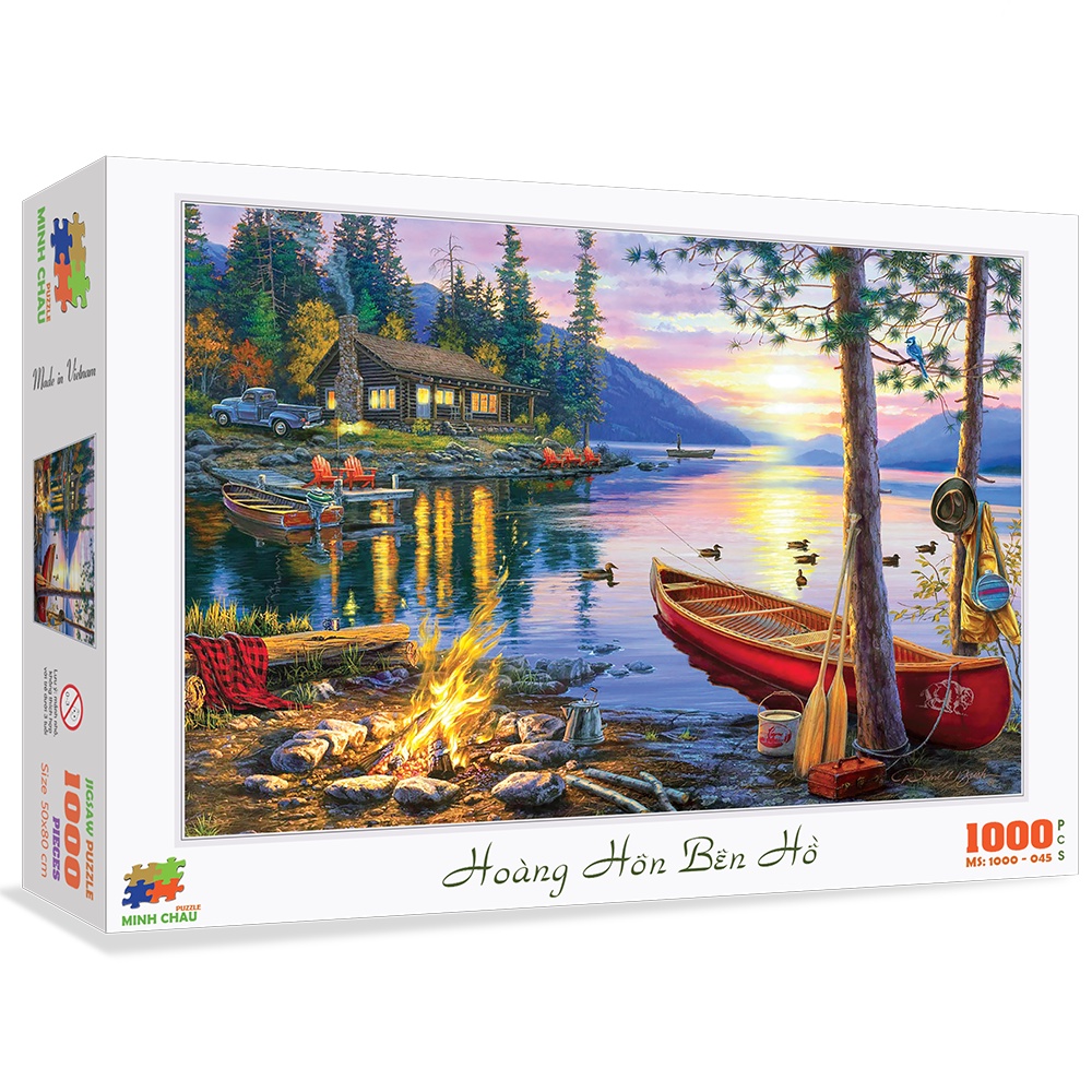 Bộ Tranh Xếp Hình Minh Châu 1000 Mảnh – Hoàng Hôn Bên Hồ (50x80cm)