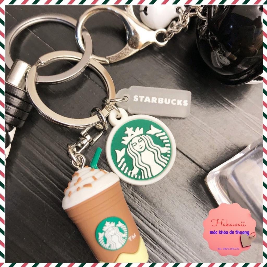 Móc khóa Starbucks kèm dây bện thừng nhiều màu, móc khóa ly trà sữa siêu hot 2022