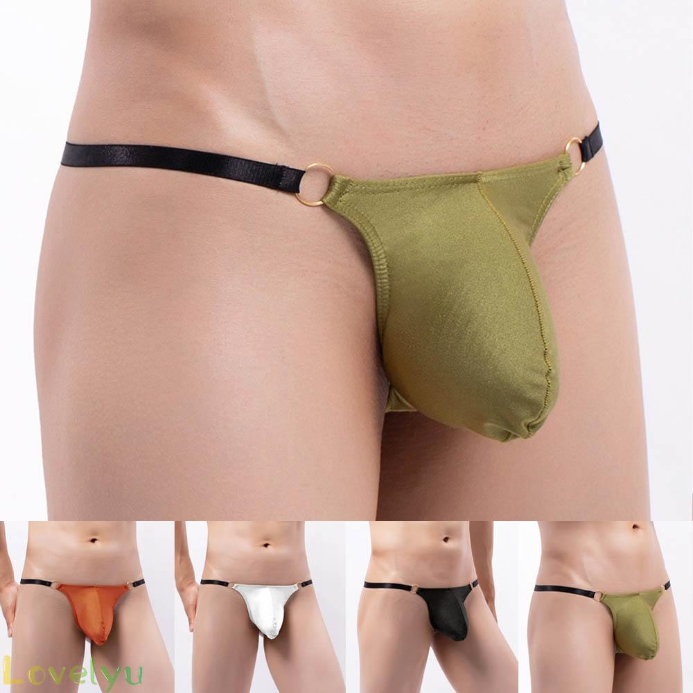 【Ready Stock】Mens Comfy Thongs Underwear Brief Bulge Pouch G-string Tripe Striped Underpants@New