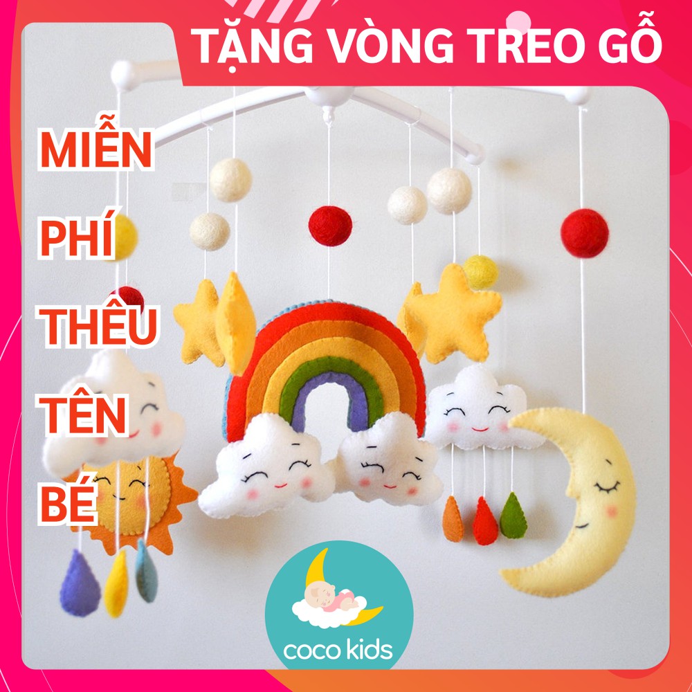 Đồ chơi treo nôi cho bé kích thích thị giác ảnh thật, có nhạc tự xoay mẫu CẦU VỒNG