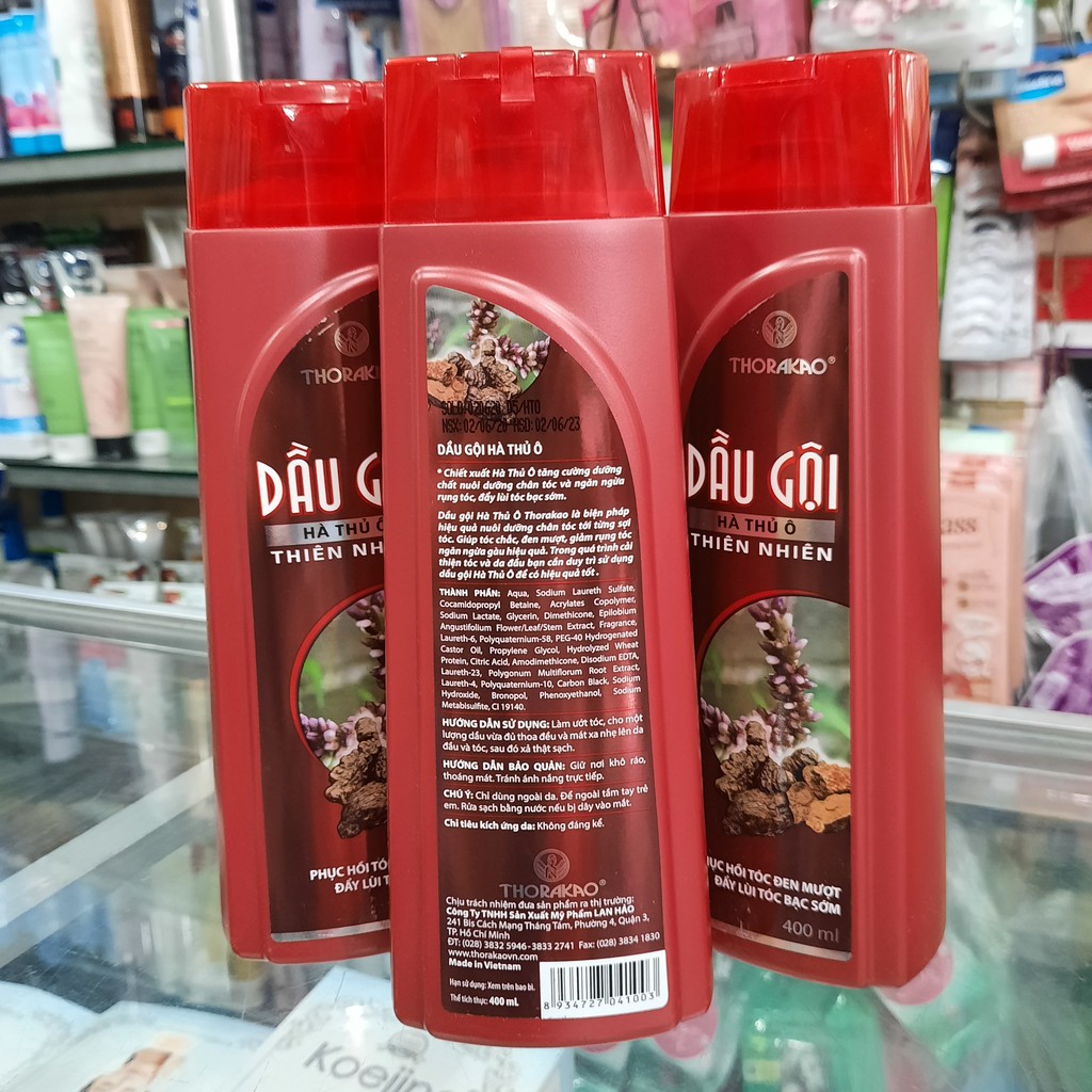 Dầu gội Hà thủ ô Thorakao phục hồi tóc đen mượt 400ml