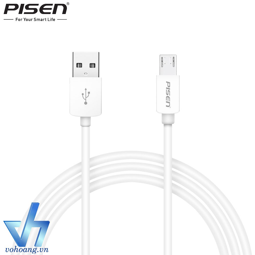 Cáp sạc Pisen MicroUSB dài 800mm chính hãng PISEN VIỆT NAM (Trắng)