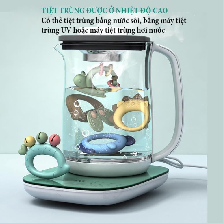 Bộ đồ chơi xúc xắc gặm nướu lục lạc cầm tay cho bé trẻ sơ sinh tiệt trùng siêu cao cấp có hộp đựng hình cá heo hộp 9 ct