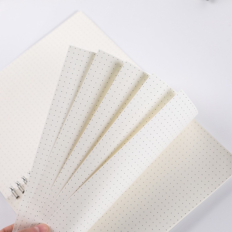 Sổ Lò Xo pilu Vẽ Calligraphy bìa cứng trắng trong có dây 160 trang kẻ ngang, ô vuông, chấm bi SOVE