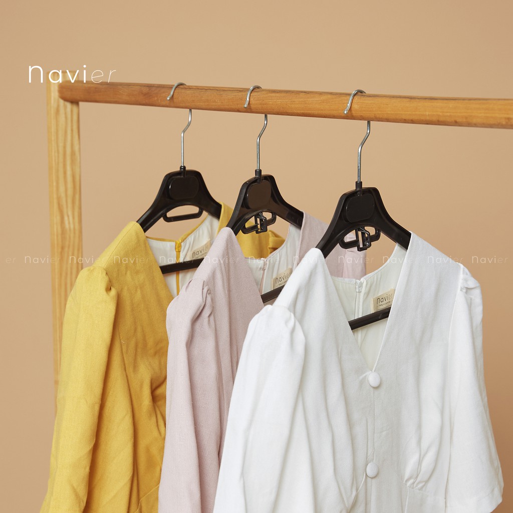 ĐẦM DÀI TAY PHỒNG DÁNG ÔM - VÁY THIẾT KẾ CỔ V CÔNG SỞ ĐI CHƠI DỰ TIỆC LINEN DRESS D03 NAVIER | BigBuy360 - bigbuy360.vn
