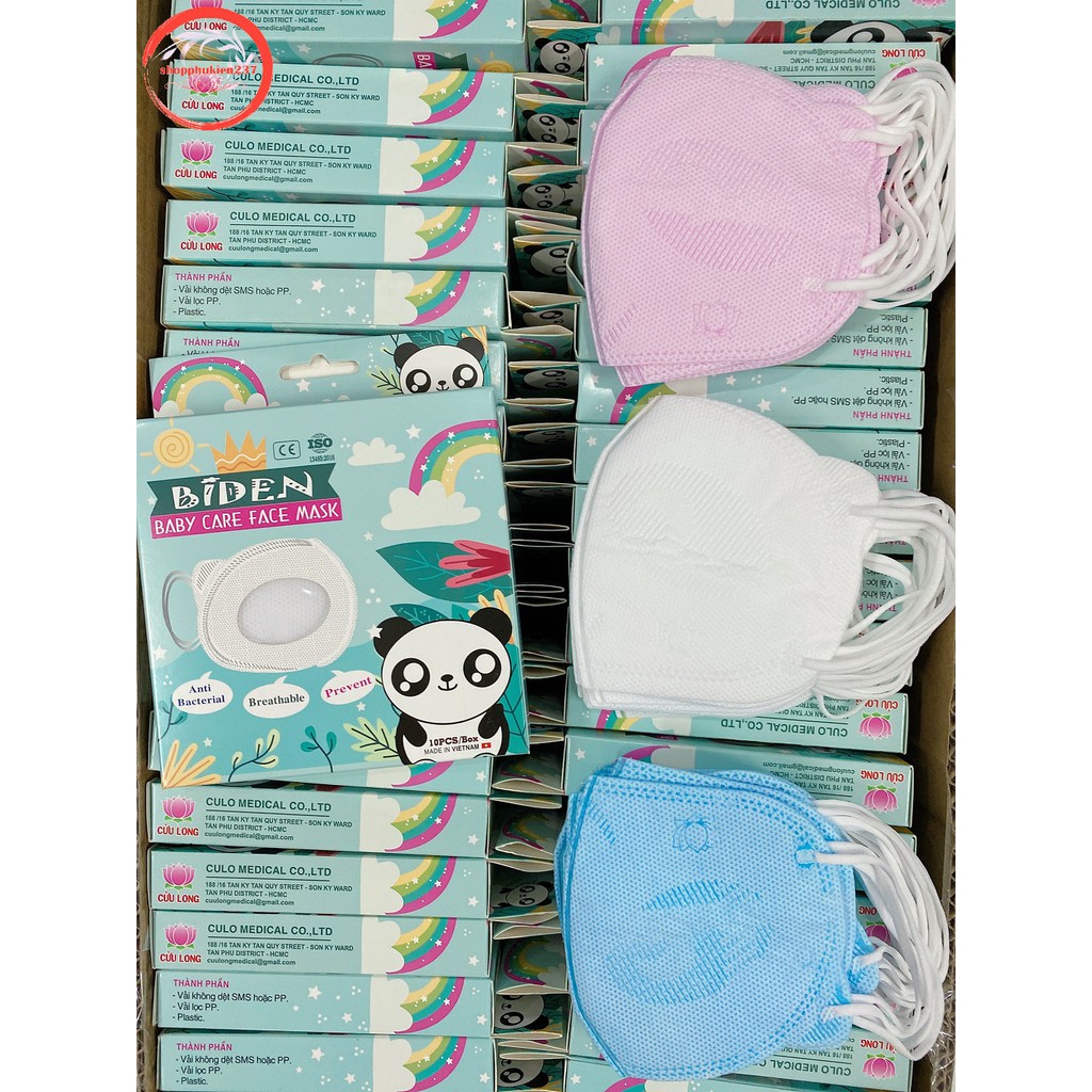 Khẩu trang trẻ em Gấu panda hàng công ty Cửu Long hộp 10 cái | BigBuy360 - bigbuy360.vn