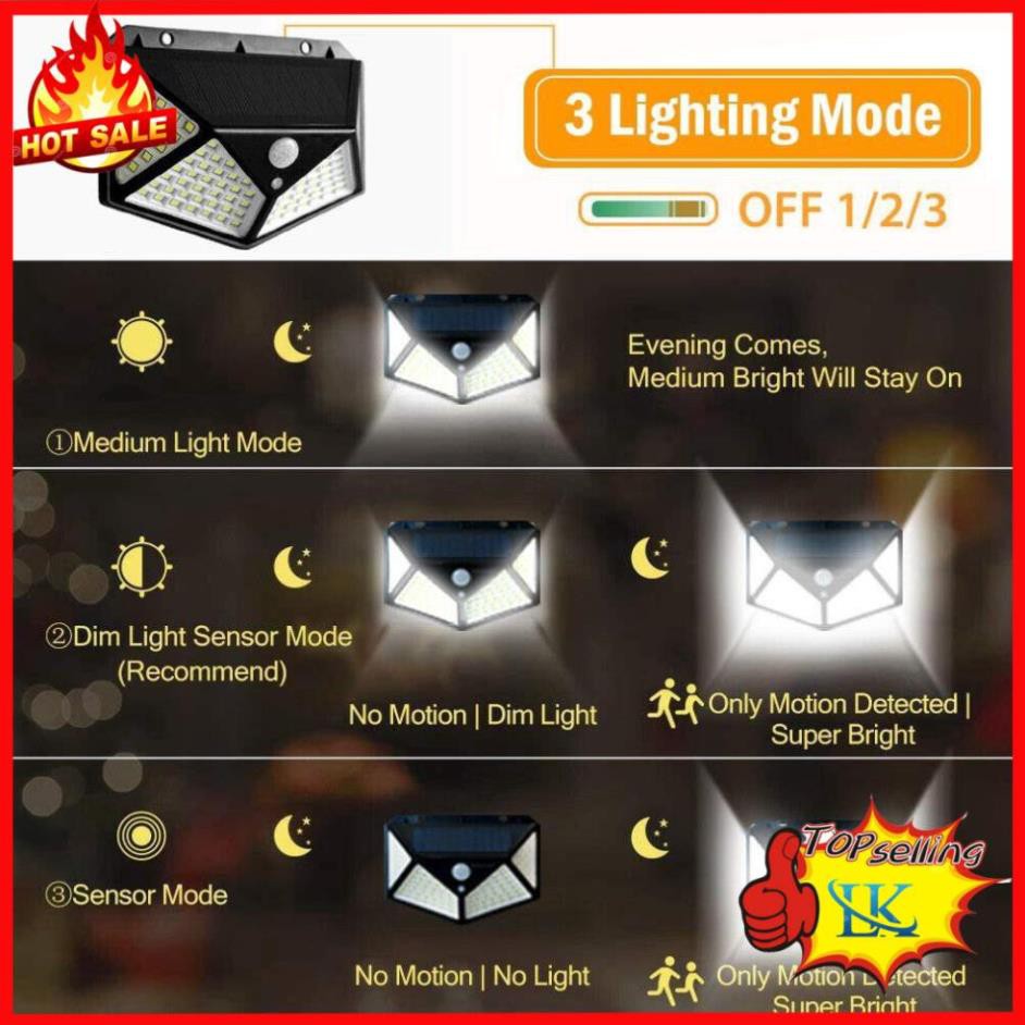 Đèn Năng Lượng Mặt Trời - Đèn LED 100 bóng Siêu Sáng, Siêu Bền Chống Chịu Mưa Gió