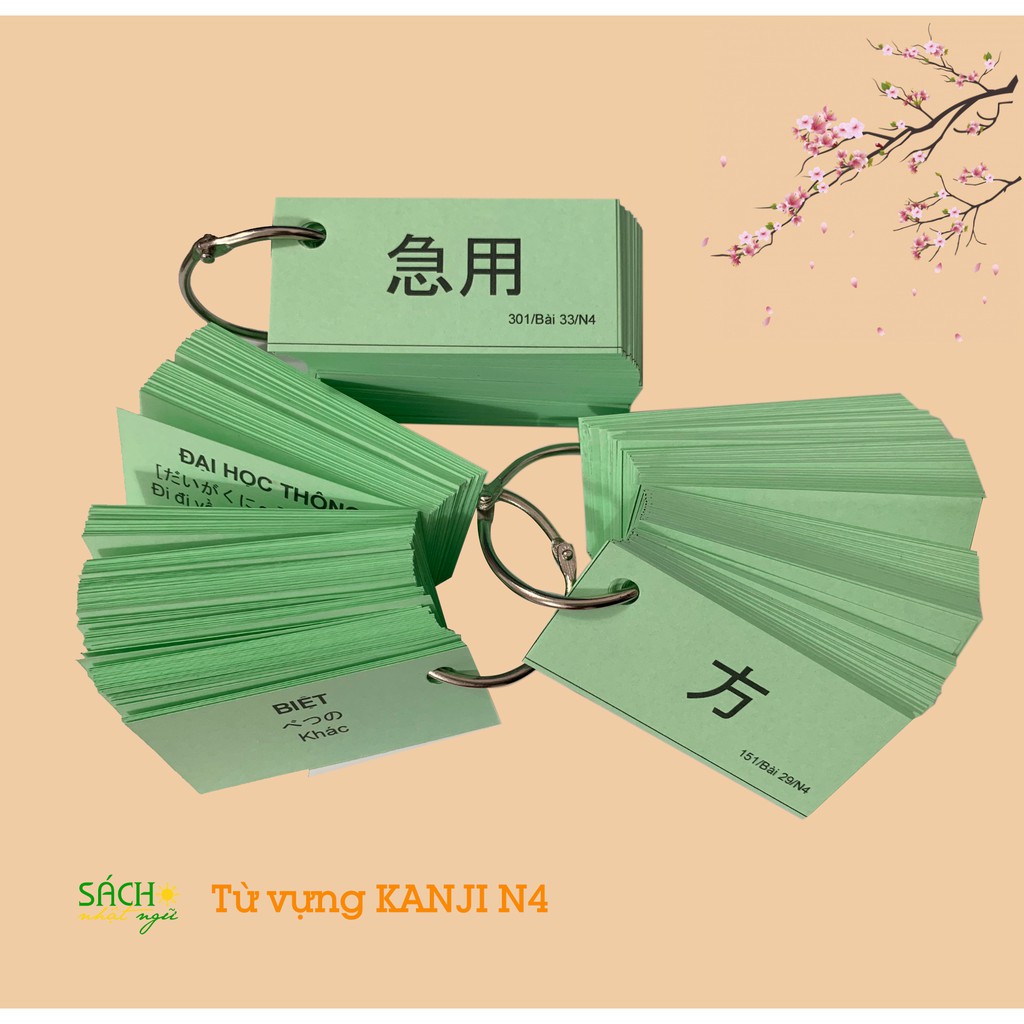 Bộ flashcard học từ vựng Kanji N4 (Bài 26 - 50) sách Minnano 2