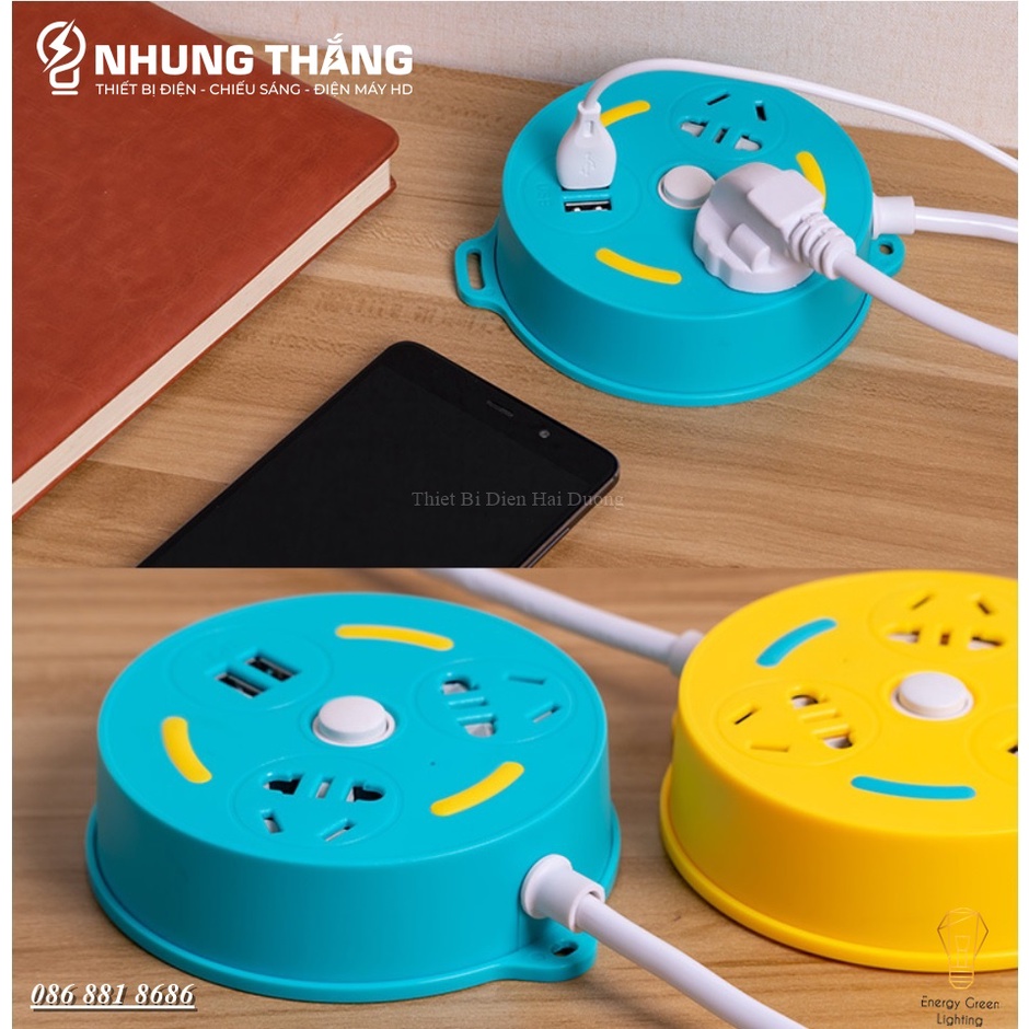 Ổ Cắm Điện Thông Minh Chuyển Đổi Đa Chức Năng OD-343 Dây Dài 1m8 - Có Đầu Cắm USB Chuẩn Sạc An Toàn Chống Giật