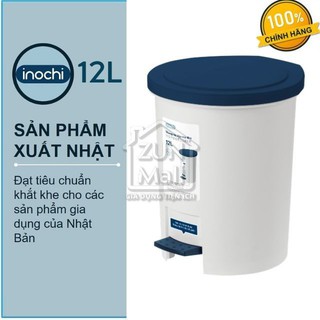 Thùng Rác Nhựa Cao Cấp Đạp Chân Có Nắp Đậy Tròn Inochi Nhật Bản - 12 Lít