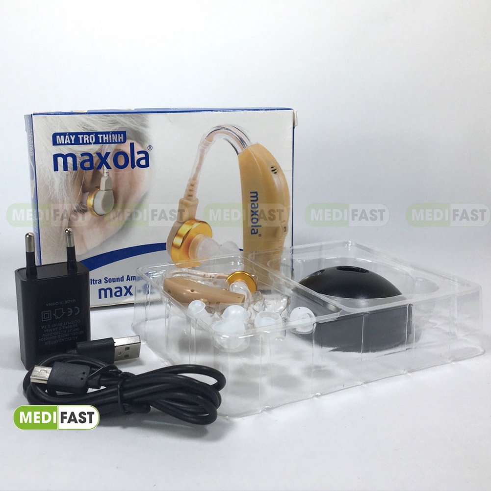 Máy trợ thính Maxola và Inqua không dây, tai nghe siêu nhỏ cho người già sạc pin, lọc tiếng ồn