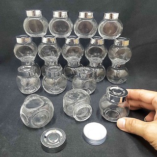 combo 12 hũ thủy tinh nhỏ 50ml mẫu Tròn Dẹt - nắp nhựa màu bạc – lọ thủy tinh nhỏ 50ml, hũ thủy tinh nhỏ 50ml trong suốt
