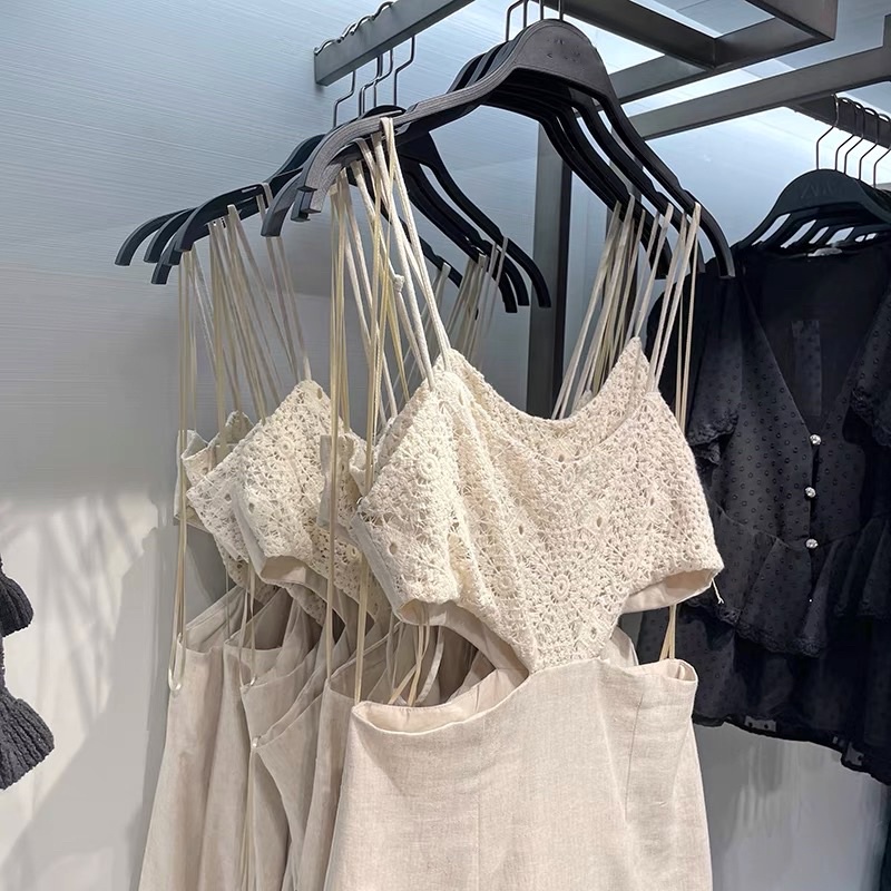 Order đầm xuất dư ZARA của nữ Đầm cut out phối len móc