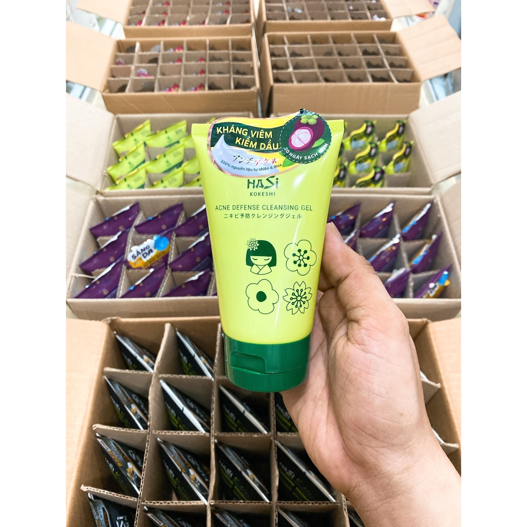 Gel Rửa Mặt Da Mụn Kiềm Dầu HaSi Kokeshi Acne Defense Cleansing 100ml