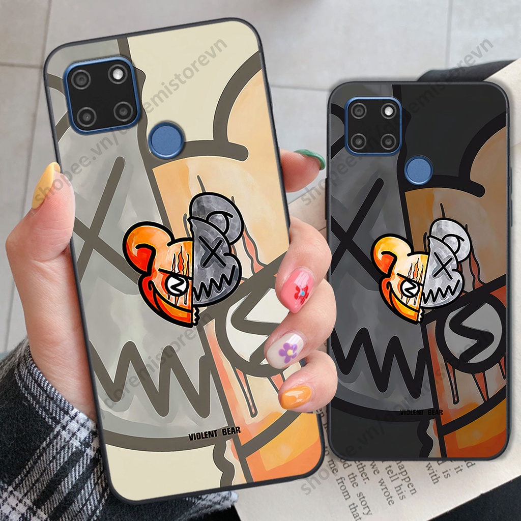 Ốp lưng Realme C12 / C15 hình kaws, kith, bear brick nổi 3D phong cách độc đáo