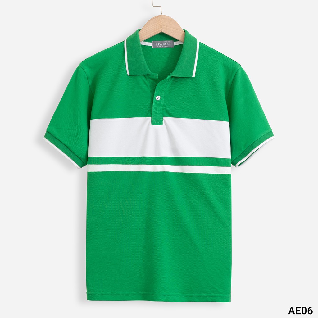 Áo Thun Nam Polo Có Cổ Tay Ngắn Phối Màu Cao Cấp VICERO