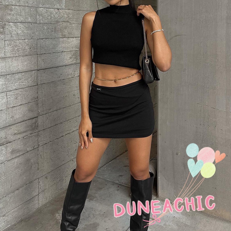 DUNEA Áo tanktop hở lưng màu trơn gợi cảm cho nữ