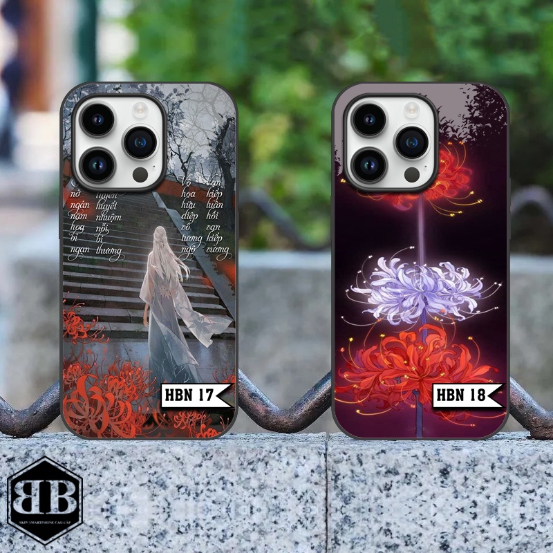 Ốp lưng kính cường lực Iphone 14 Pro / Iphone 14 Pro Max hoa bỉ ngạn