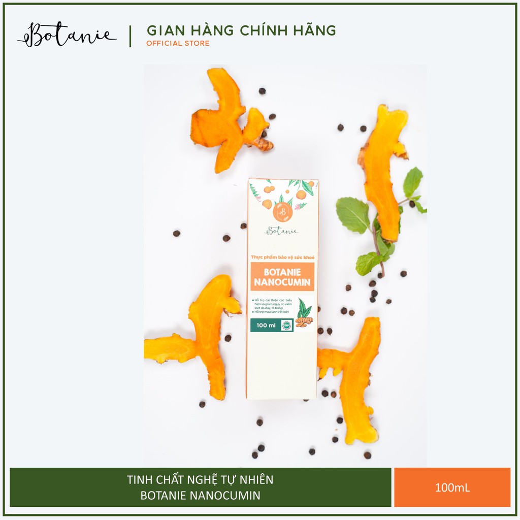 Tinh nghệ nano Botanie Nanocumin - Giảm đau dạ dày, hỗ trợ điều trị viêm loét dạ dày (100mL)