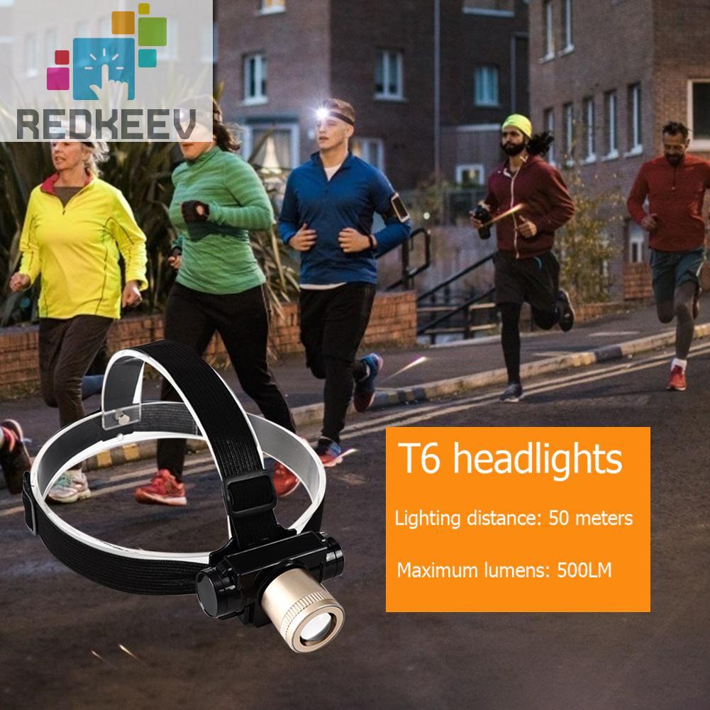 Đèn Pin Đội Đầu Redkeev T6 Led Có Thể Sạc Lại Kèm Pin