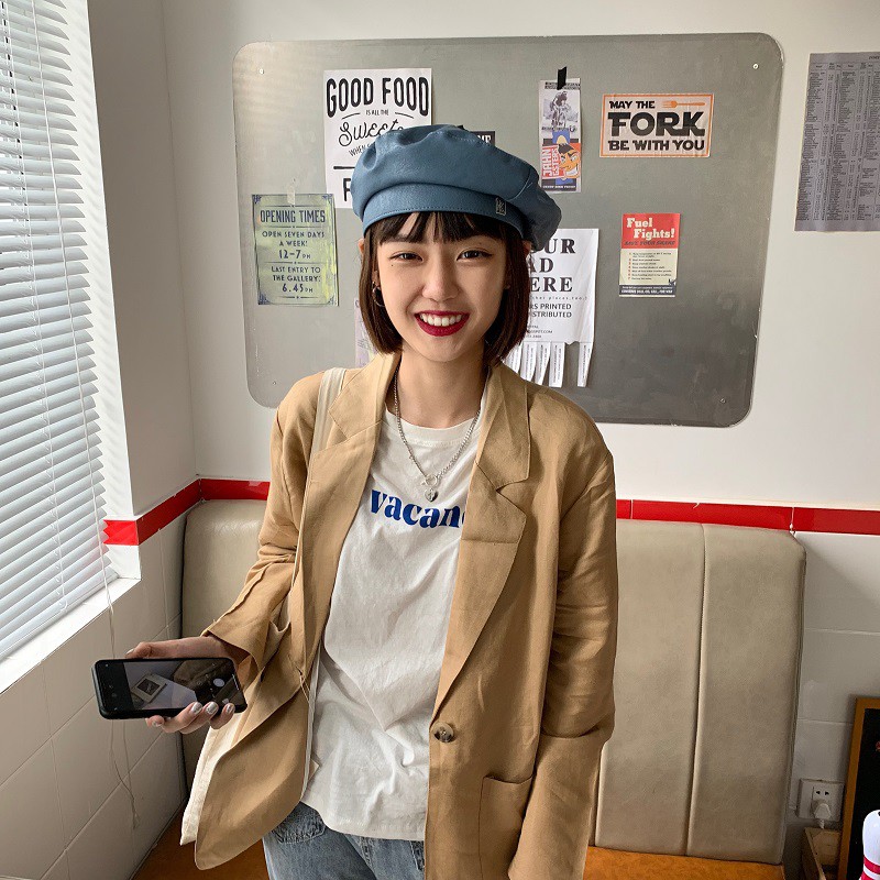 Mũ Beret Da Pu Phong Cách Thời Trang Hàn Quốc Dành Cho Nữ