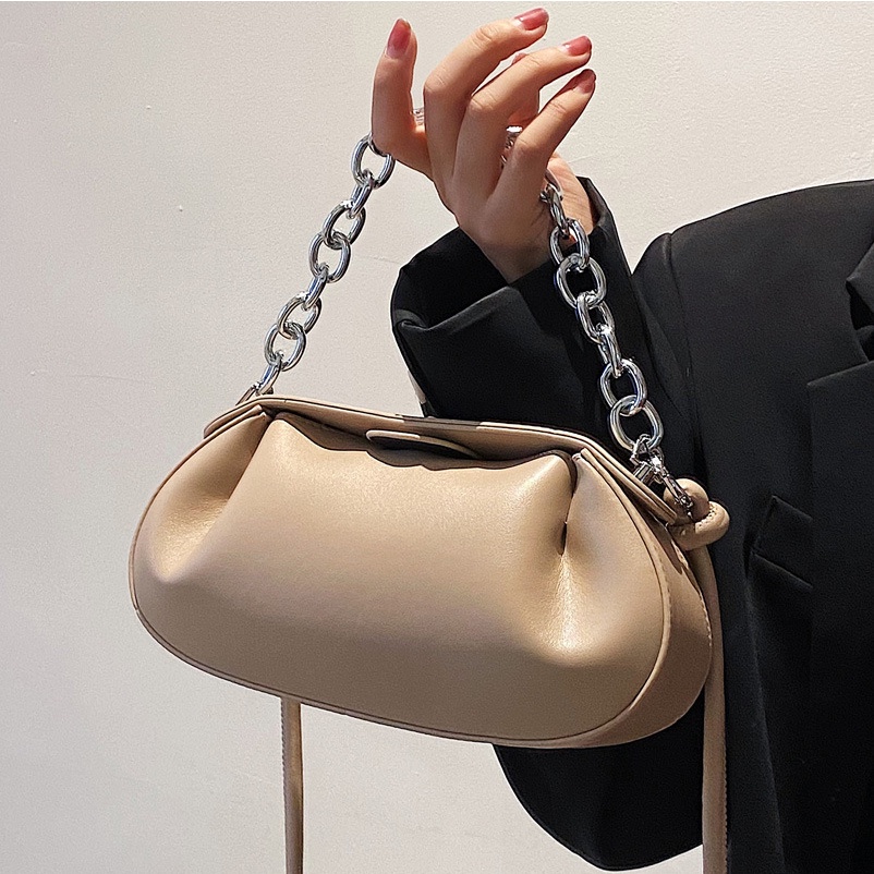 Túi Đeo JASMIN NOIR Chéo Da PU Phối Dây Xích Phong Cách Boho Thời Trang Cho Nữ