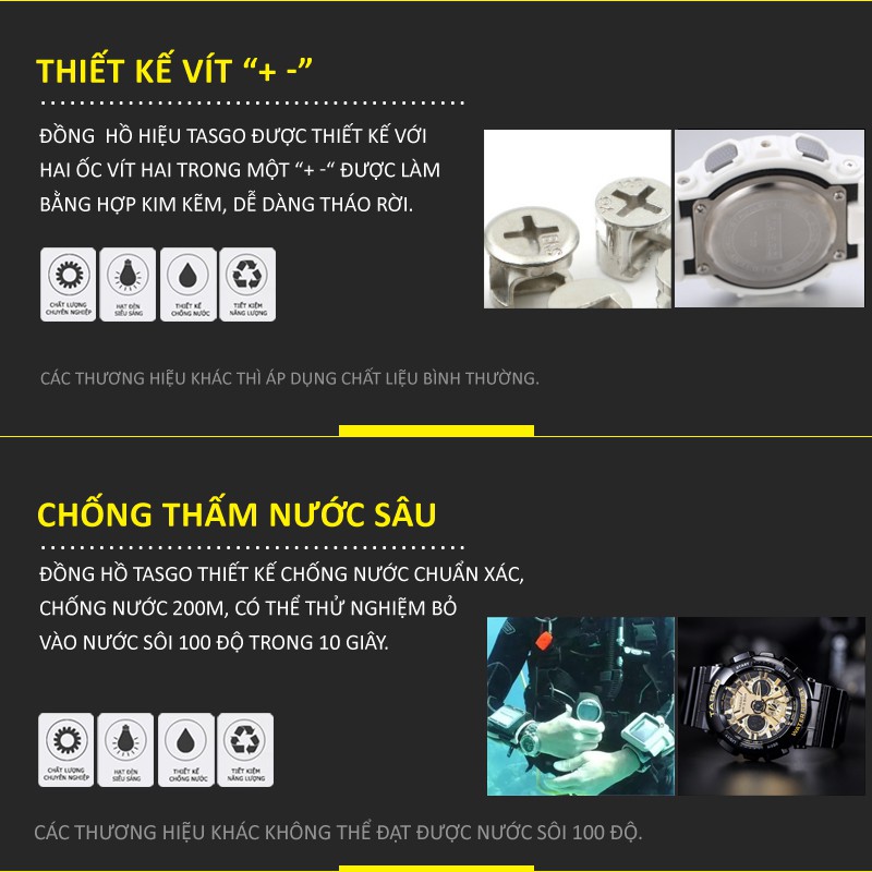 Đồng hồ nữ thể thao TASGO chạy kim và điện tử, thiết kế cá tính tự điều chỉnh giờ, chống nước tốt bảo hành 1 năm T112