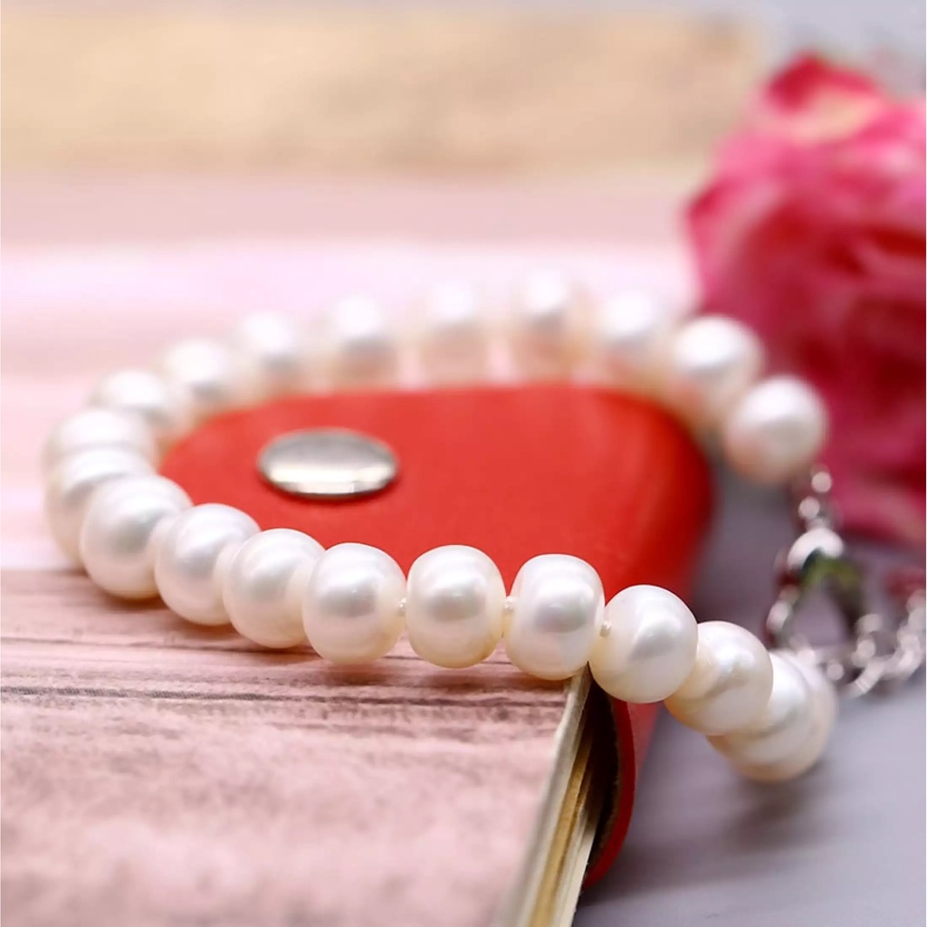 Vòng Tay Ngọc Trai Nước Ngọt Tự Nhiên Thiết Kế Đơn Giản Thanh Lịch L0408 Bảo Ngọc Jewelry