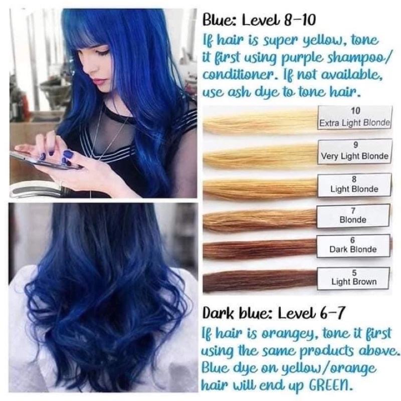 Thuốc Nhuộm Tóc collagen Màu Xanh Dương Đen Tại Nhà Super Blue Hair Dye Cream S/28