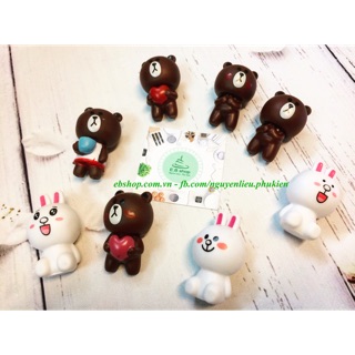Set cắm bánh thỏ gấu line Topper cắm trang trí bánh