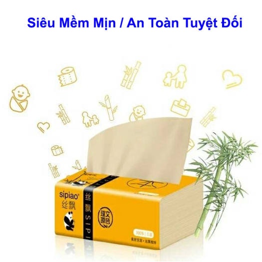 [Hàng Loại 1] Combo 5 Gói Giấy Ăn Gấu Trúc Dai Mịn Sipiao - Mỗi Gói Gồm 300 Tờ