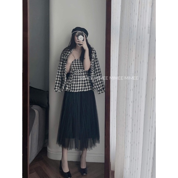 Set dạ tweed houndstooth mimee