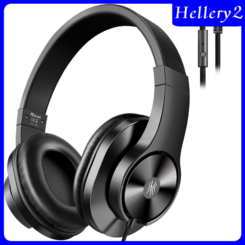 [HELLERY2] Wired Headphones Over Ear Headset w/ Microphone Stereo Bass Earphone