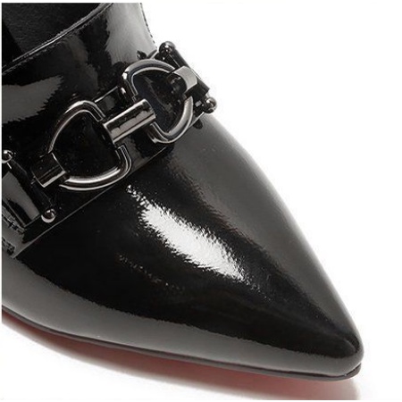 Giày cao gót da bóng mũi nhọn màu xanh lá đậm thời trang mùa thu 2021 cho nữ