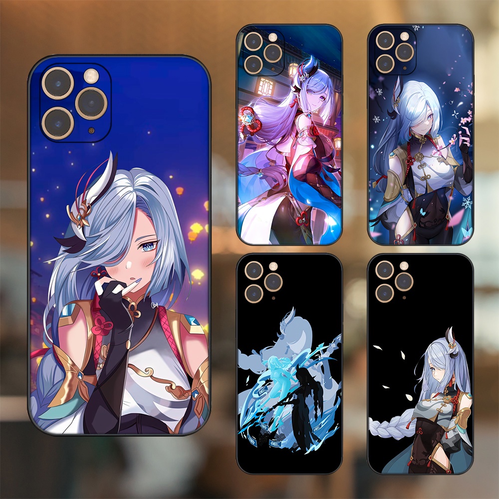Ốp lưng iPhone 11 Pro dẻo đen cạnh vuông in hình Shenhe Genshin Impact