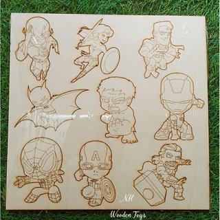 Bộ siêu nhân 5 in1 gỗ🐣10món 🌟bé thoả sức sáng tạo trang trí lắp ghép rạp chiếu phim tô màu