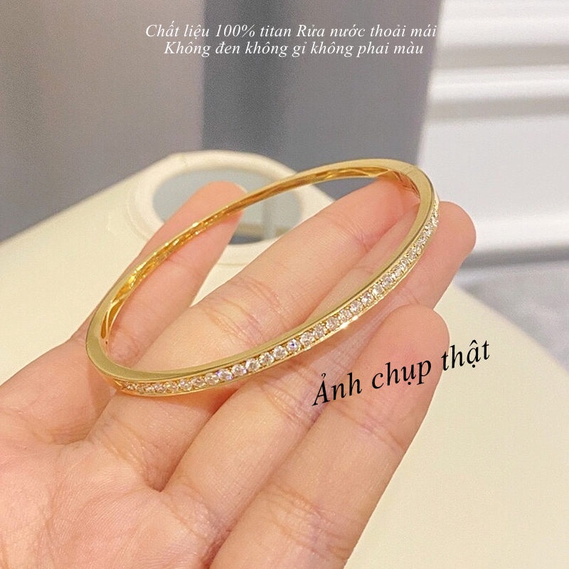 Vòng tay titan không gỉ đính đá pha lê lấp lánh thời trang thanh lịch cho nữ | BigBuy360 - bigbuy360.vn