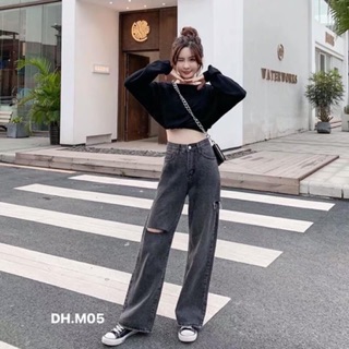 Quần bò ống rộng KHÓI rách hông và đùi DH48