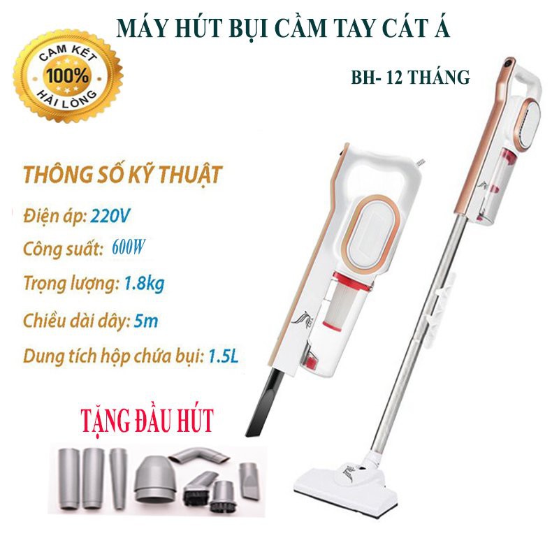 [Tặng Quà] Máy hút bụi gia đình cầm tay 2 trong 1 công suất 600W bộ lọc HEPA Tặng kèm 9 đầu Hút