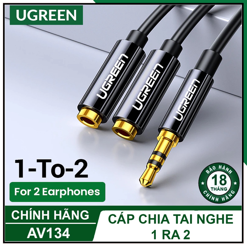 Cáp Chia Audio 1 Ra 2 | UGREEN AV134, Chia 1 cổng ra 2 cổng riêng biệt nhưng chất lượng âm thanh không hề suy giảm