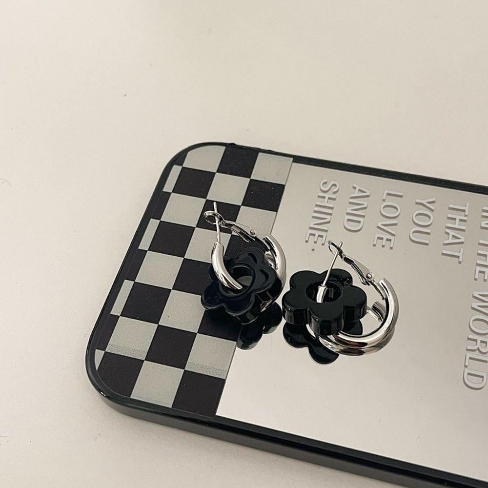 Bông Tai Phong Cách Hàn Quốc Đơn Giản Cổ Điển|Bông Tai Hình Hoa Màu Đen 2K Phong Cách Cổ Điển Thời Trang Cho Nữ