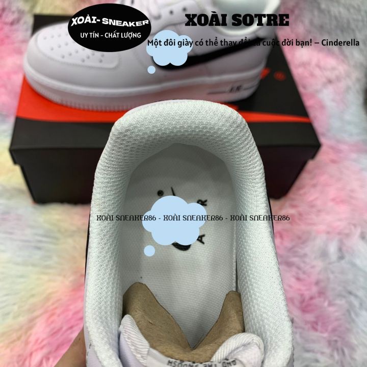 Giày AF1 trắng vệt đen, giày air force 1 trắng tích đen, full phụ kiện hàng cao cấp, full size 36-43/ XOÀI SNEAKER86 | BigBuy360 - bigbuy360.vn