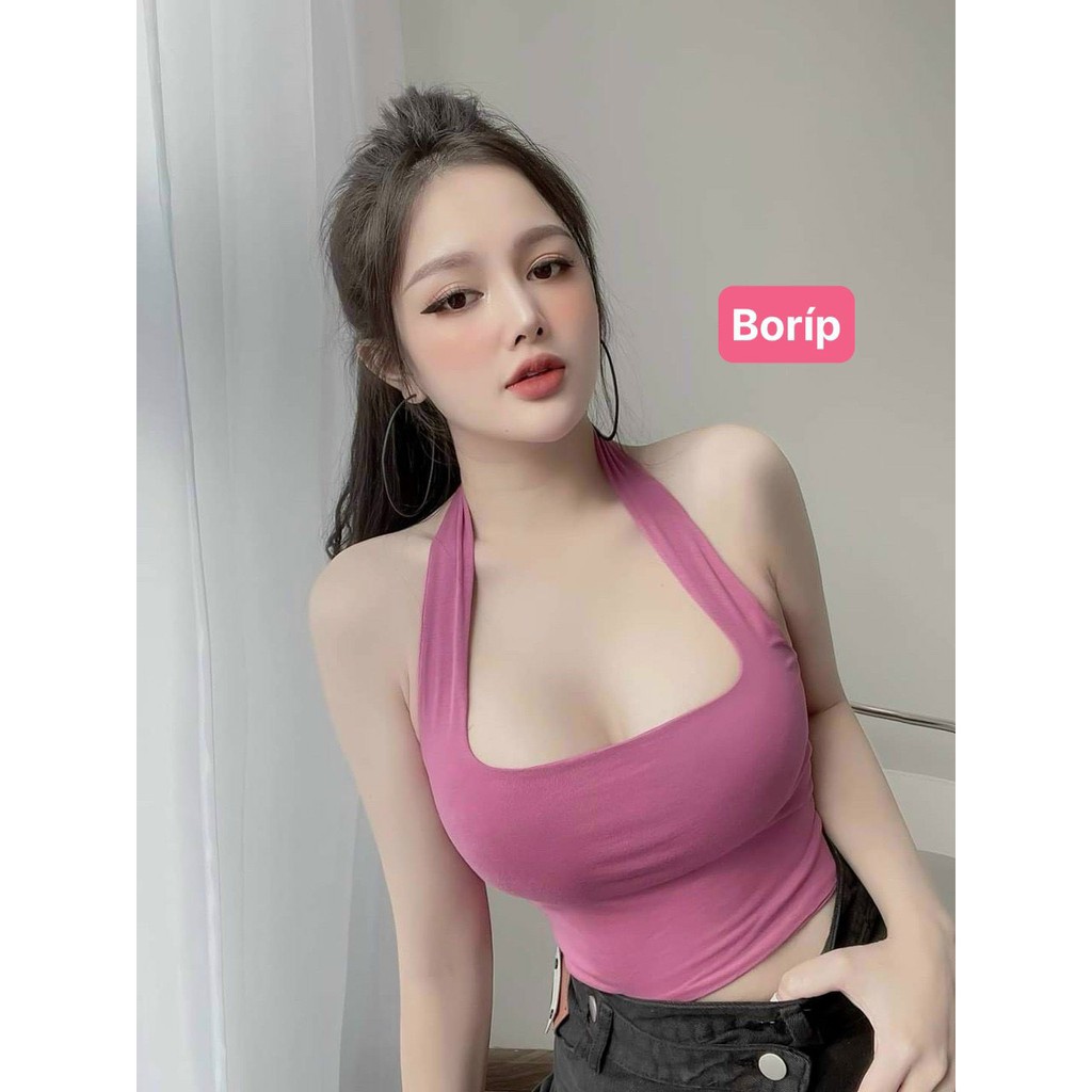 Áo yếm đeo cổ croptop trơn cực xinh , chất thun bozip mềm mịn