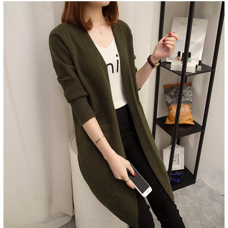 Áo khoác len 2 túi trước dáng dài ak32