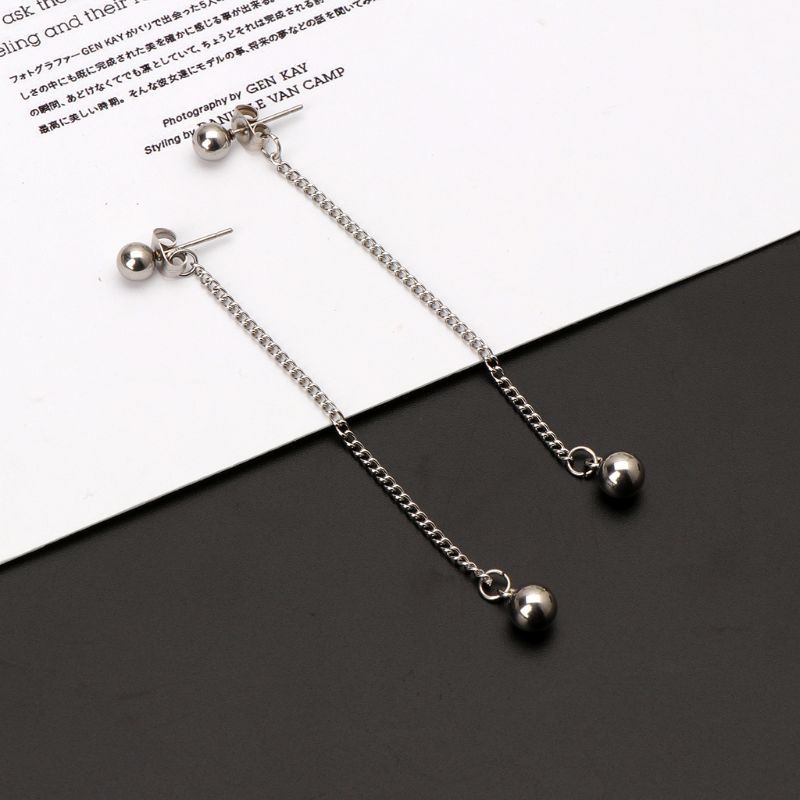 NAV Elegant Stainless Steel Long Tassel Chain Dangle Drop Earrings  KPOP Boy Jewelry