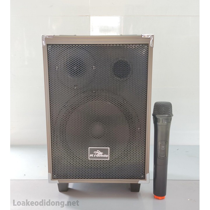 [Sốc] Loa kẹo kéo karaoke kiomic q8 thùng gỗ tặng kèm 1 micro không dây-Bảo hành 21 tháng