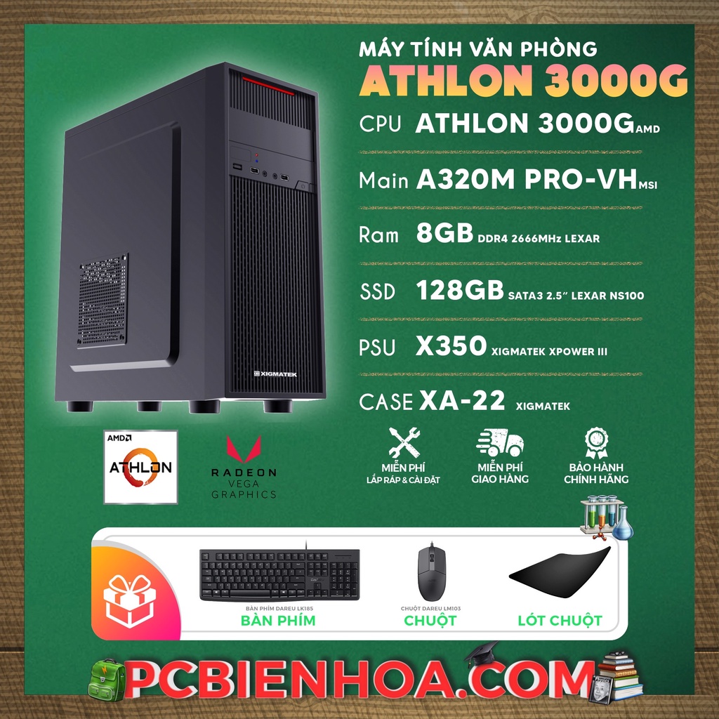 MÁY TÍNH VĂN PHÒNG AMD ATHLON 3000G ( ATHLON 3000G / A320M / 8GB / 128GB ) 36T