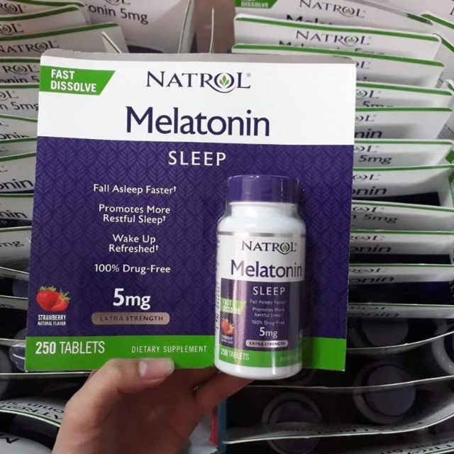 Hộp đựng kẹo ngậm ngủ melatonin 5mg 250 viên