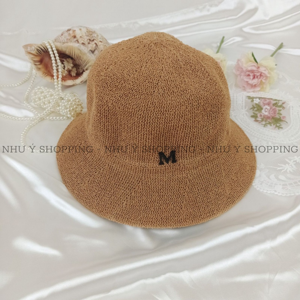 Mũ cói nón cói nữ chữ M siêu xinh vành nhỏ
